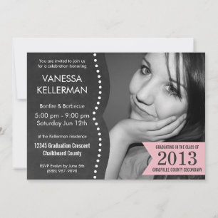 Invitación Graduación de pizarra de fotos rosa y gris