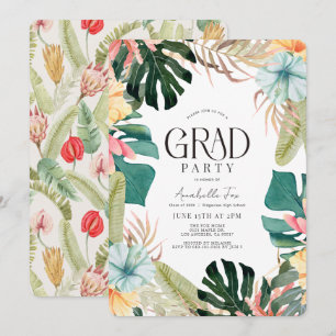 Invitación Graduación de Plantas Tropicales Florales y Botáni
