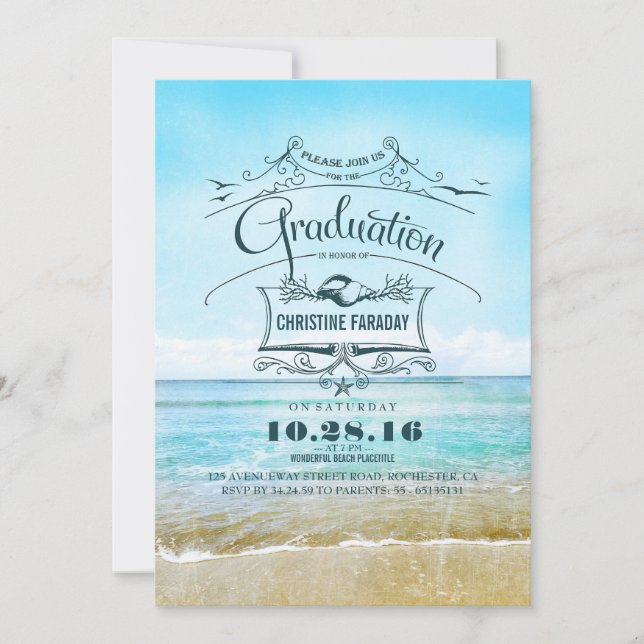 Invitación Graduación de playa (Anverso)