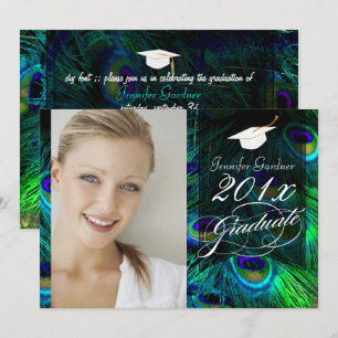 Invitación Graduación de pluma de pavo real de PixDezines