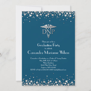 Invitación Graduación de Práctica de Enfermería Azul Plateado