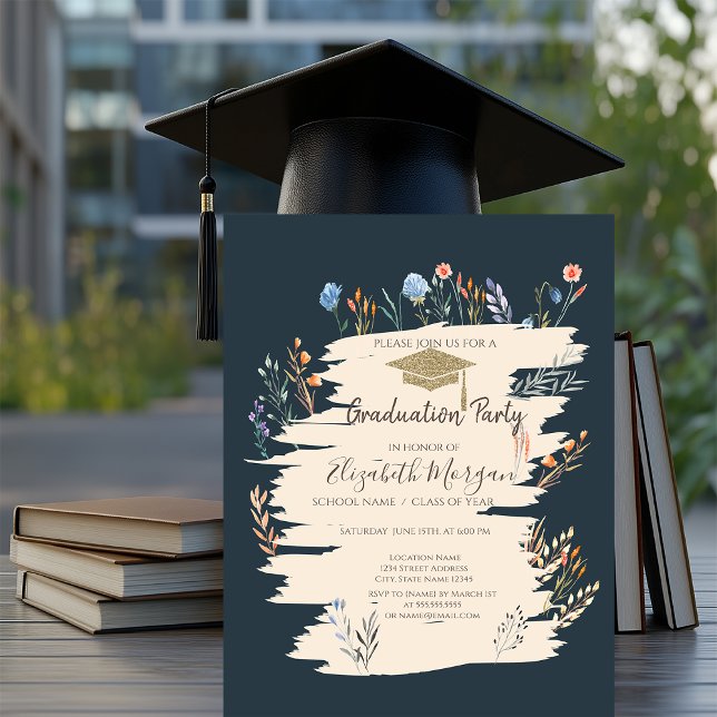 Invitación Graduación de pradera de flores silvestres de prim (Subido por el creador)