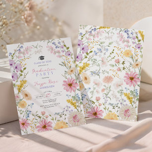 Invitación Graduación de prado de flores silvestres pastel su