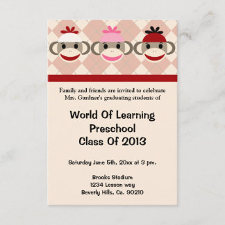 Invitación Graduación De Preescolar O Kindergarten En Monos S