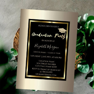 Invitación Graduación de purpurina Cap Champagne Graduación