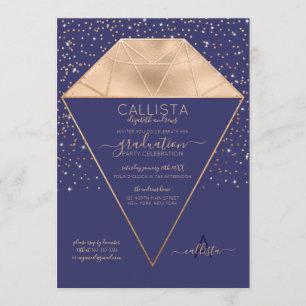 Invitación Graduación de Purpurina de Confetti de Diamante de