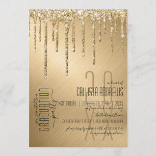 Invitación Graduación de Purpurina de lujo Sparkly Gold