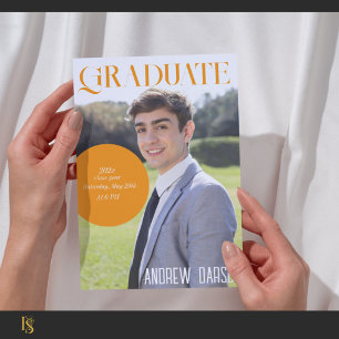 Invitación graduación de revista naranja