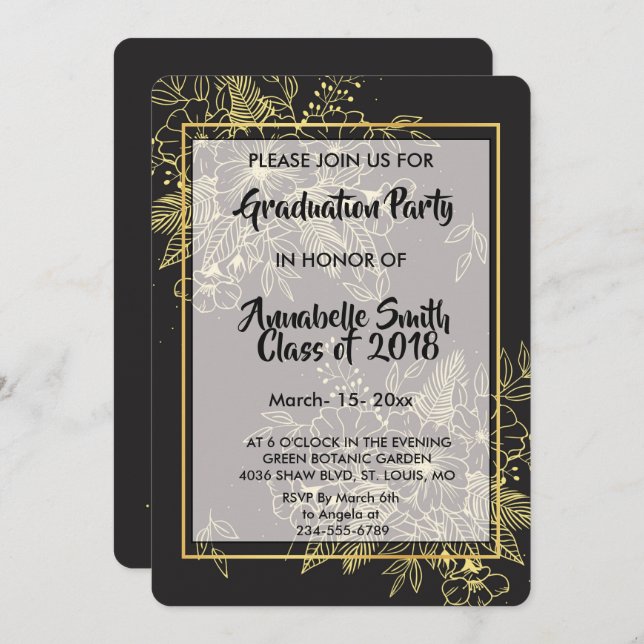 Invitación Graduación de Rosas de Oro (Anverso / Reverso)