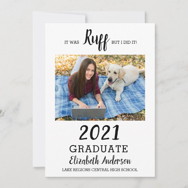 Invitación Graduación De Ruff Fue Graduación. (Anverso)