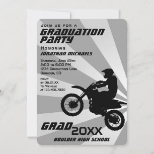 Invitación Graduación de Sunburst en Motocross de la biciclet