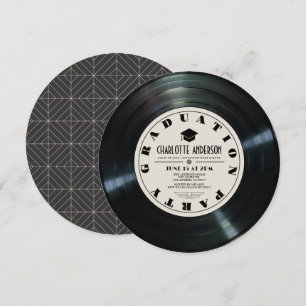 Invitación Graduación de Tan del registro de vinilo retro