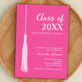 Invitación Graduación De Tassel Grad Feminine Rosa 2025