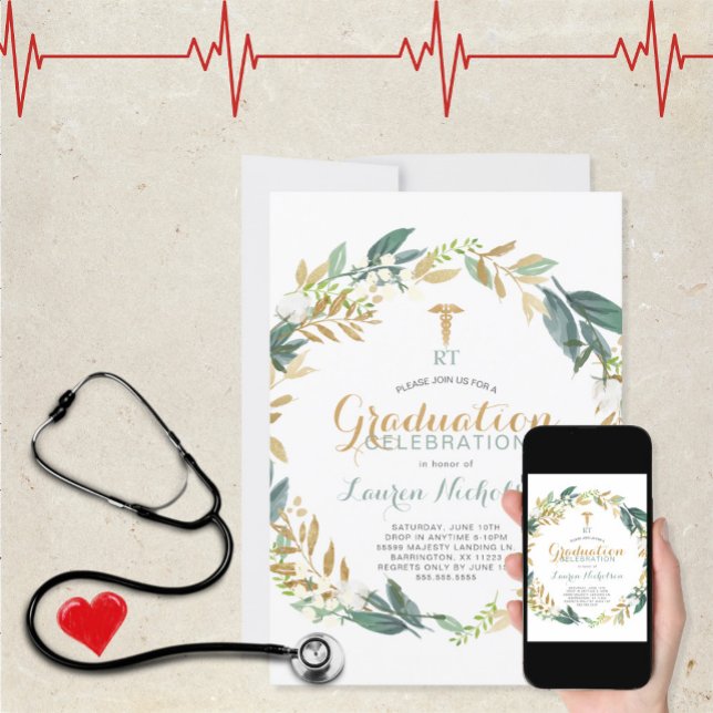Invitación Graduación de Terapia Respiratoria de la Wreath de (Subido por el creador)