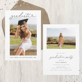 Invitación Graduación de tipografía cardíaca moderna