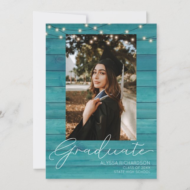 Invitación Graduación de tipografía con fotografía y escritur (Anverso)