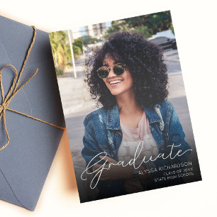 Invitación Graduación de tipografía con Ombre para fotografía