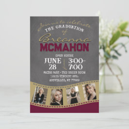 Invitación Graduación de tira de película de cartón de borgoñ