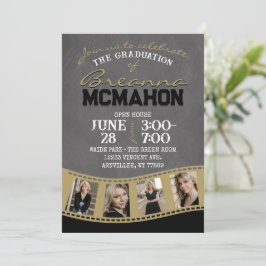 Invitación Graduación de tira de película de croquis negro y