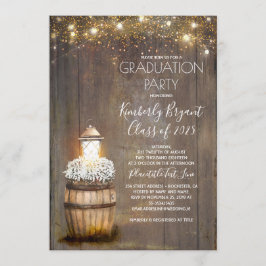 Invitación Graduación de un país con una linterna rústica par