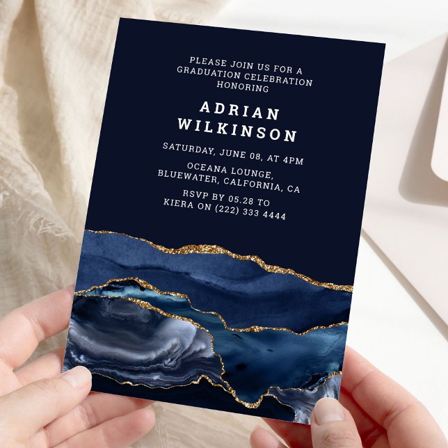 Invitación Graduación del Agate Azul y Oro de la Marina (Subido por el creador)