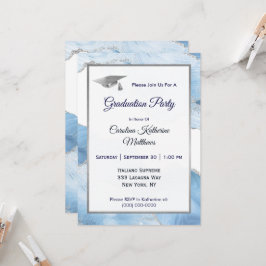 Invitación Graduación del Agate Blue Silver de moda