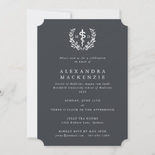 Invitación Graduación del álabo MD gris + laurel