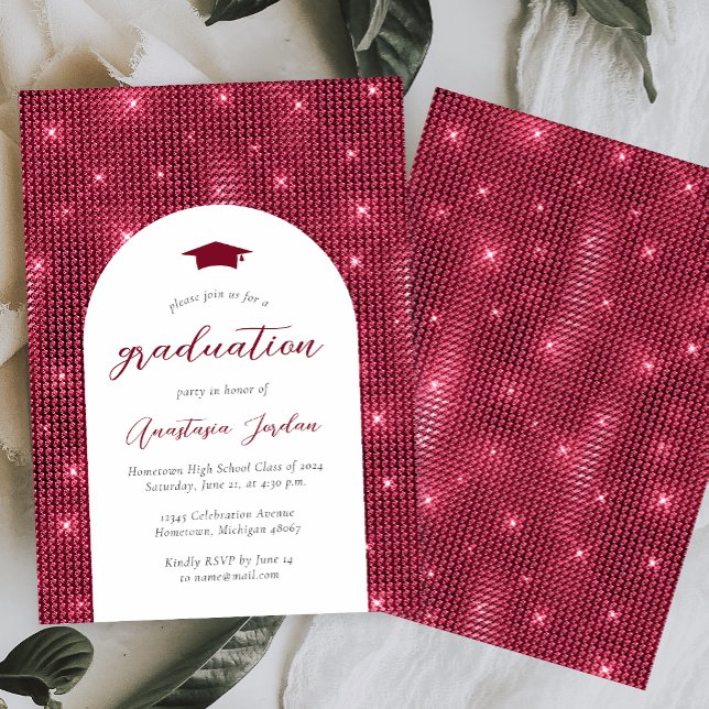 Invitación Graduación del Arco de Borgoña Glam Twinkling 2024 (Subido por el creador)