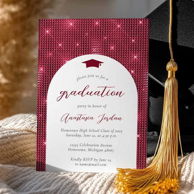 Invitación Graduación del Arco de Borgoña Glam Twinkling 2025 (Subido por el creador)