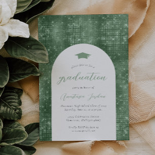 Invitación Graduación del Arco Glam Verde Sparkly 2024