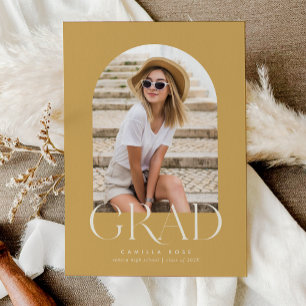 Invitación Graduación del Arco Minimalista Moderno Amarillo M