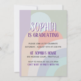 Invitación Graduación del arcoiris Boho Pastel