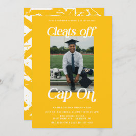 Invitación Graduación del atleta amarillo dorado limpia la ta