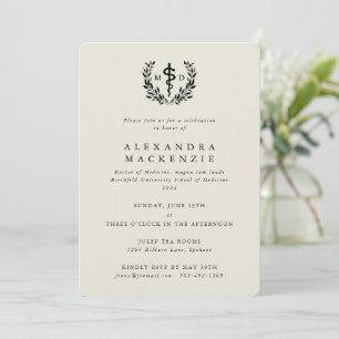 Invitación Graduación del átomo de ostra MD Asclepius + Laure