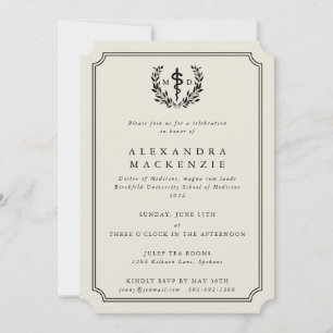 Invitación Graduación del átomo de ostra MD Asclepius + Laure