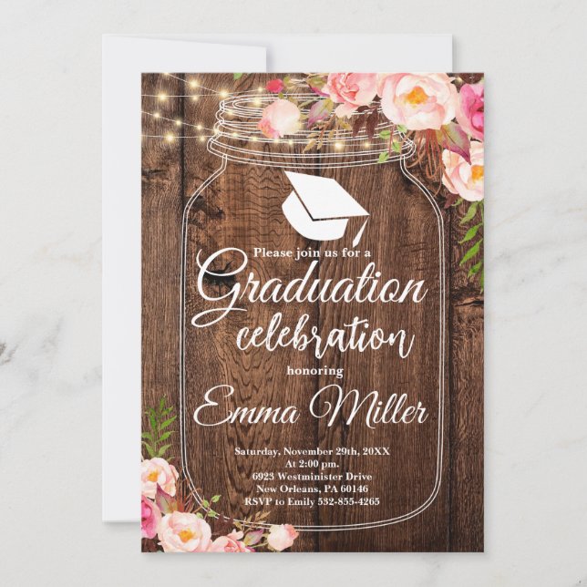 Invitación Graduación del Boho Floral College (Anverso)