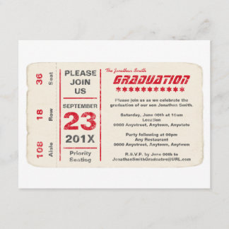 Invitación Graduación del boleto de la estrella de deportes,