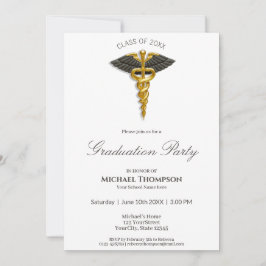 Invitación Graduación del Caduceus de Oro Médico Ala Negra