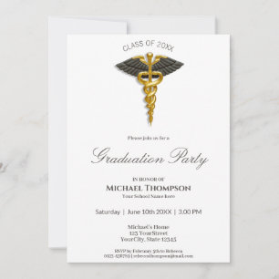 Invitación Graduación del Caduceus de Oro Médico Ala Negra