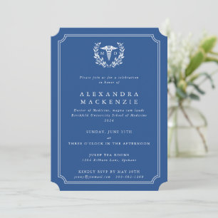 Invitación Graduación del Caduceus MD azul/blanco