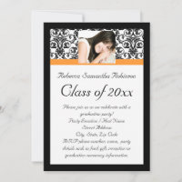 Graduación del Chica de fotografía naranja Damask
