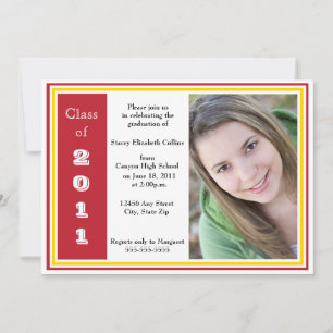 Invitación Graduación del cuadro triple (rojo y oro)