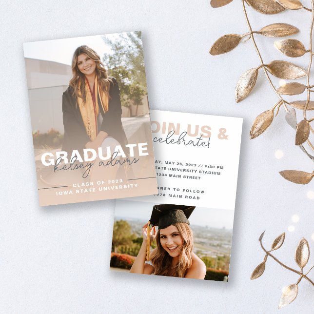Invitación Graduación del degradado neutro beige (Subido por el creador)