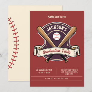 Invitación Graduación del deporte de béisbol retro vintage