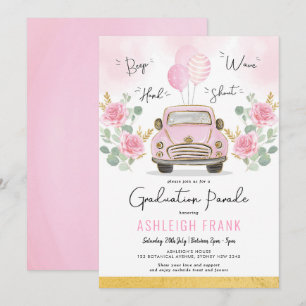 Invitación Graduación del desfile de graduación de rosas rosa