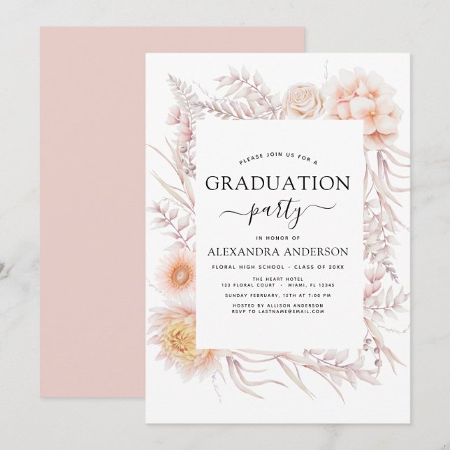 Invitación Graduación del Desierto Rosa Polvoriento de la Mod (Anverso / Reverso)