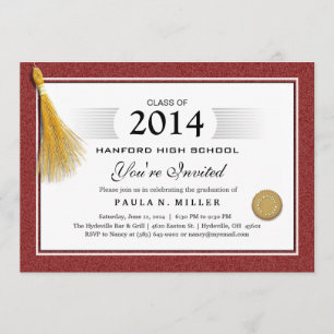 Invitación Graduación del Diploma de la Frontera Roja Marrón