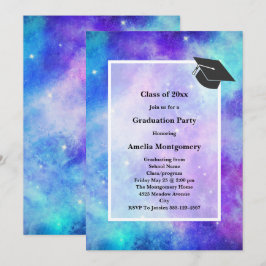 Invitación Graduación del espacio de galaxia púrpura y azul