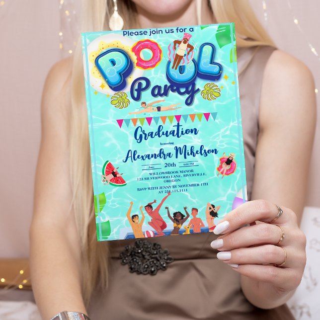 Invitación Graduación del Fiesta de la piscina de verano rúst (Subido por el creador)