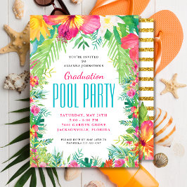 Invitación Graduación del Fiesta de la Piscina Tropical Flora
